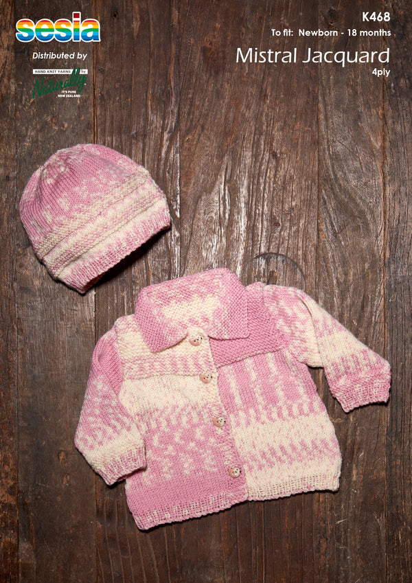 Naturally Pattern Leaflet Sesia Mistral Jacquard 4Ply Kids/Jacket & Hat