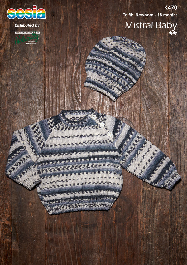 Naturally Pattern Leaflet Sesia Mistral Baby 4Ply Kids/Sweater & Hat