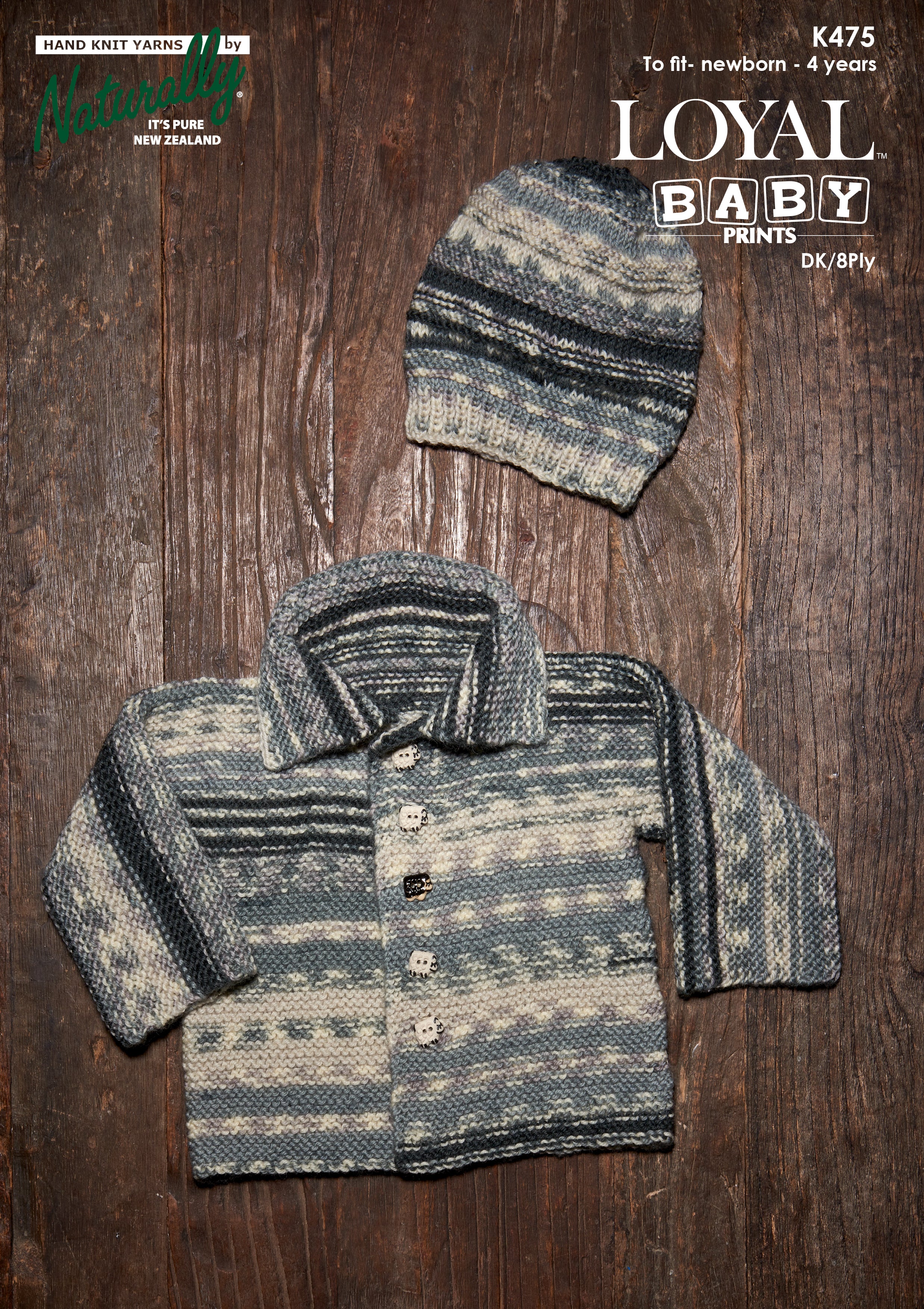 Knitting Pattern K475 - Kids Jacket & Hat 0-4 Years 8ply Yarn