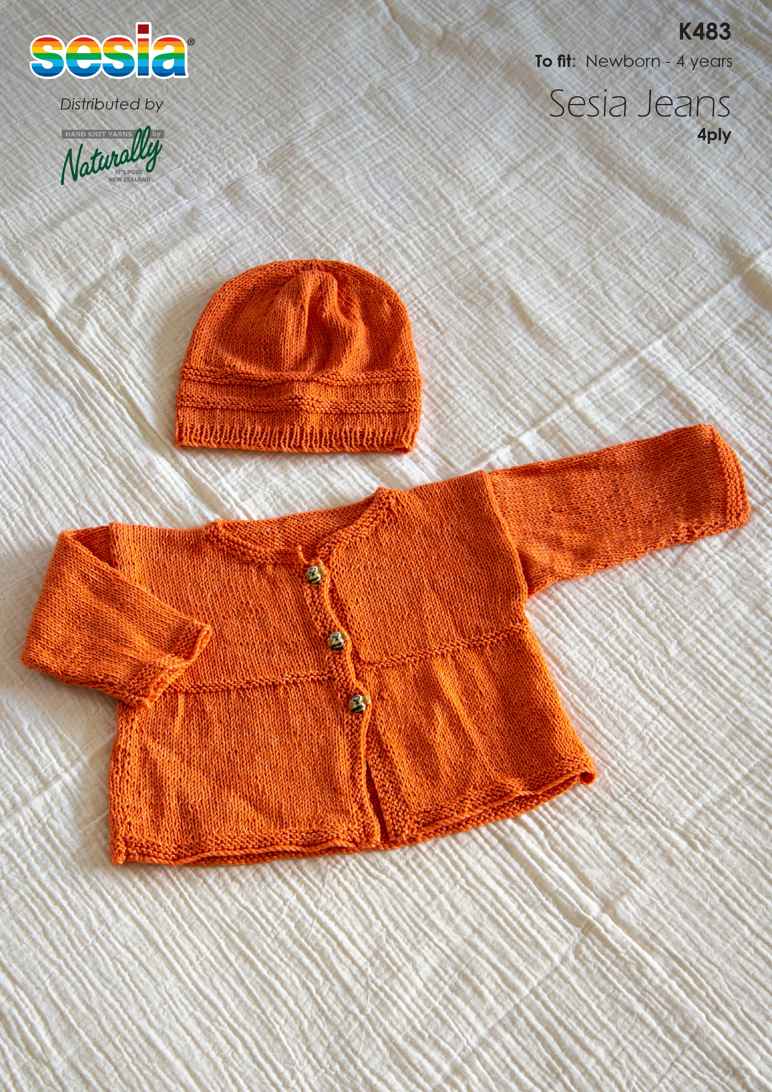Knitting Pattern K483 - Kids Jacket & Hat 0-4 Years 4ply Yarn