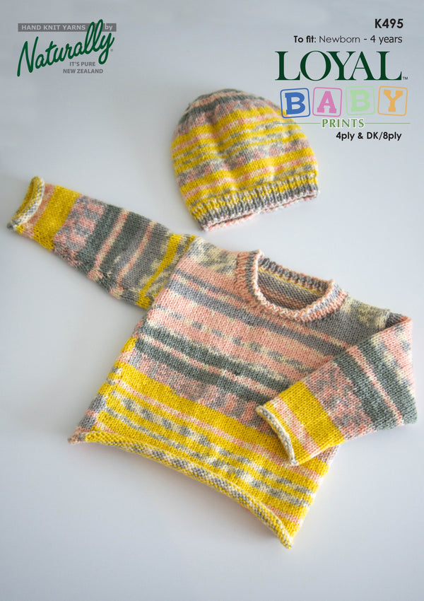 Naturally Pattern Leaflet Loyal Baby Print 4ply & DK  Kids/Sweater & Hat
