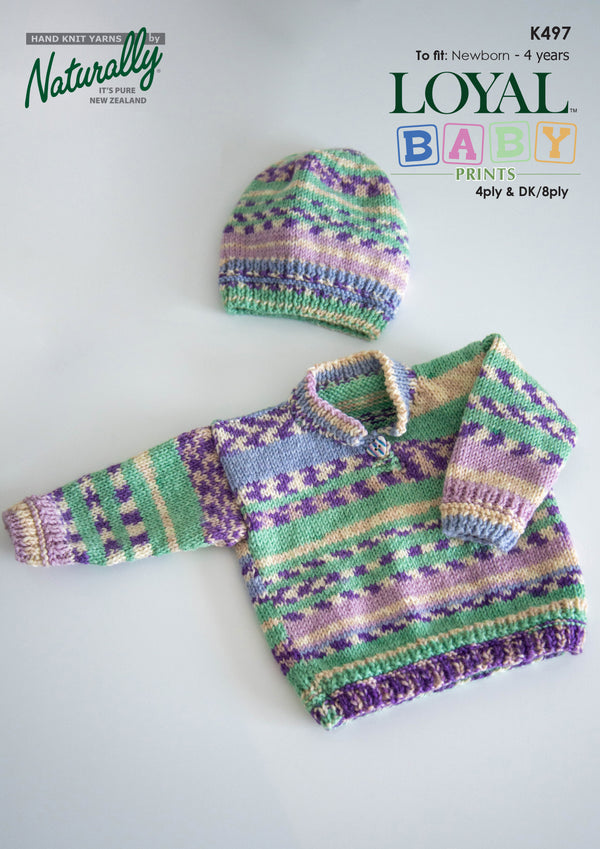 Naturally Pattern Leaflet Loyal Baby Print 4ply & DK Kids/Sweater & Hat