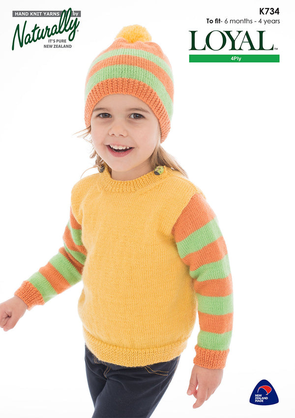 Naturally Pattern Leaflet Loyal 4ply Kids/Sweater & Hat