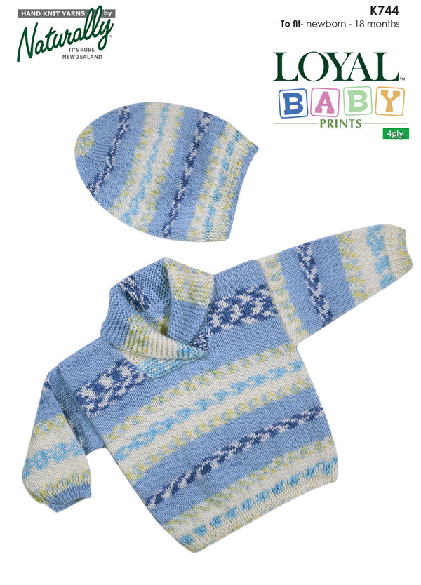 Naturally Pattern Leaflet Loyal Baby Print 4ply Kids/Sweater & Hat