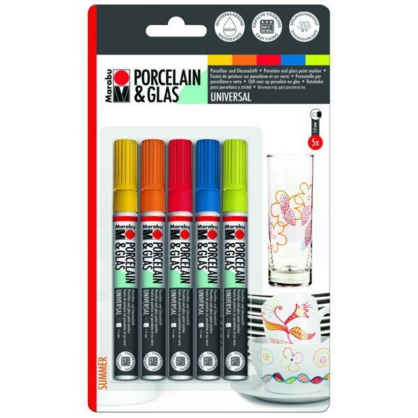 Marabu Porcelain Glass And Ceramic Painter Markers Summer Set