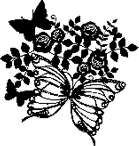 marabu plastic silhouette stencil size 30x30cm - BUTTERFLIES ROSES