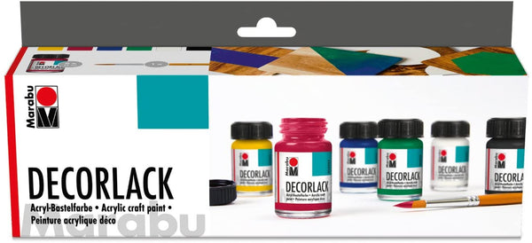 Marabu Decorlack 6x15ml Basic Colour Assortment