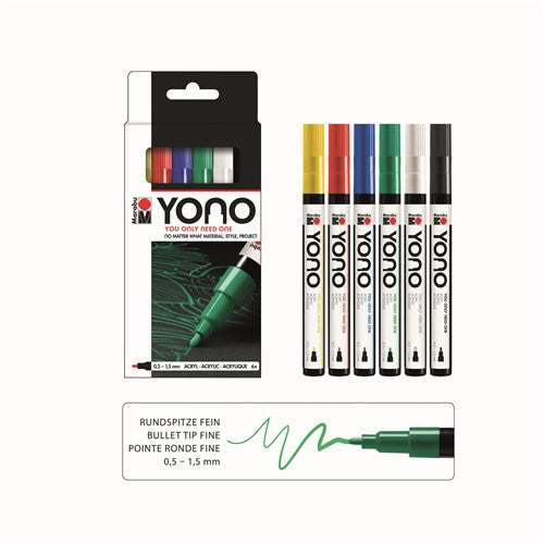 Marabu Yono Acrylic Marker Fine Set Of 6