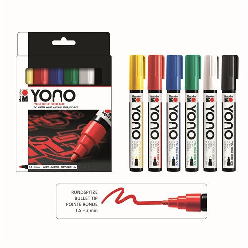 Marabu Yono Acrylic Marker Bullet Set Of 6