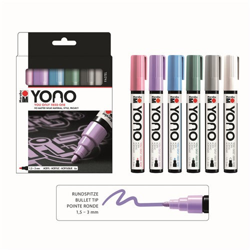 Marabu Yono Acrylic Marker Bullet Set Of 6