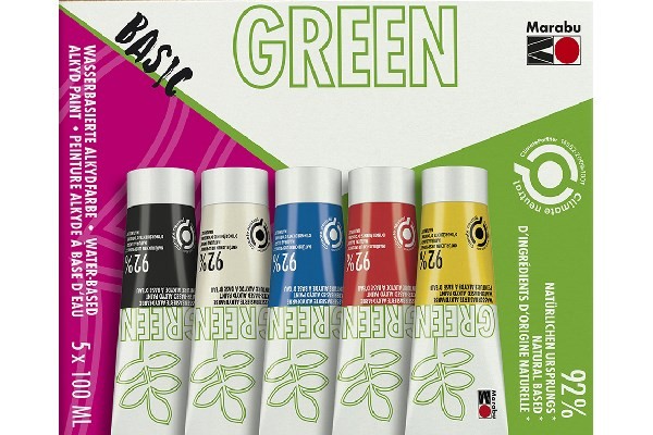 Marabu Green Matt Universal Paint 100ml Basic - Set Of 5