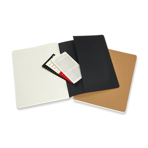 moleskine cahier journals xtra large subject black/kraft brown - pack of 2