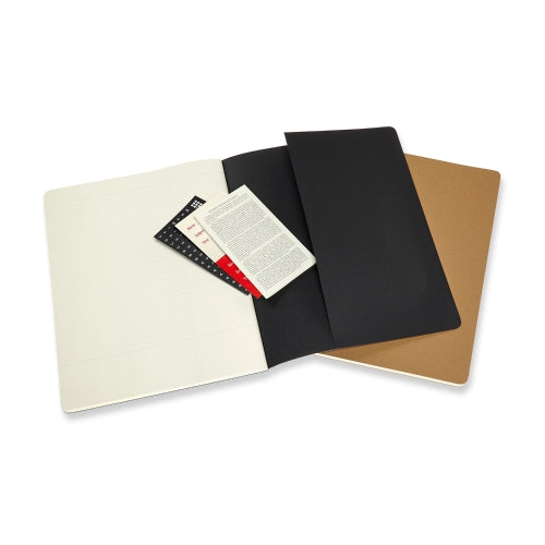 moleskine cahier journals subject xxl black/kraft brown - pack of 2