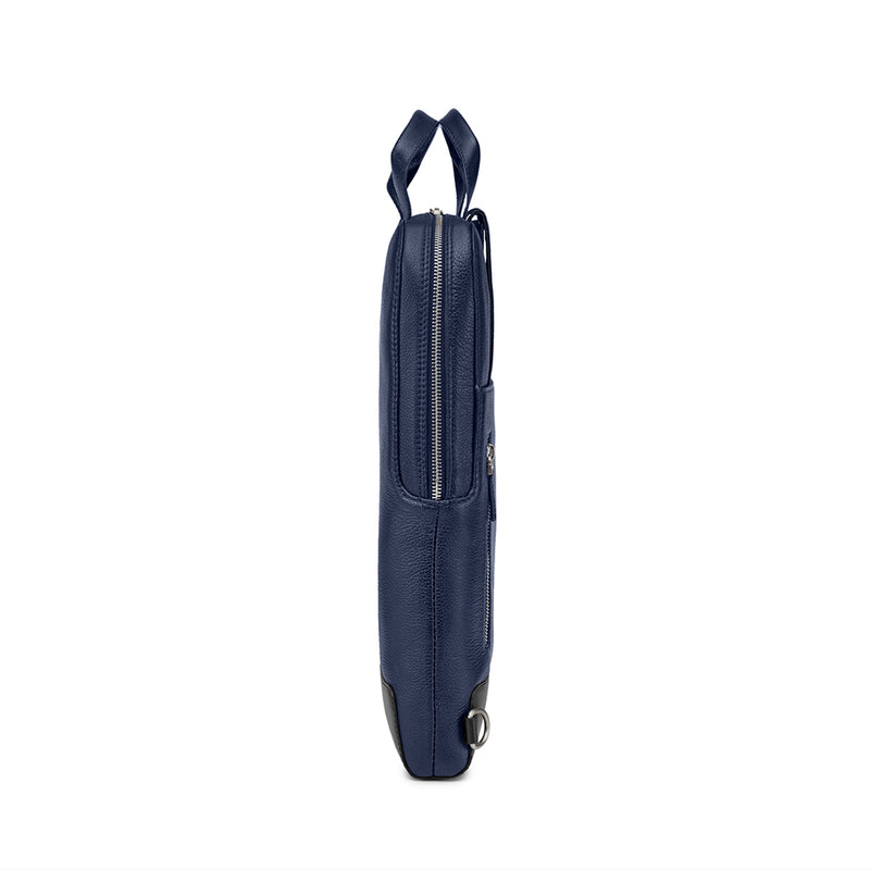 moleskine class leather device bag vertical blue
