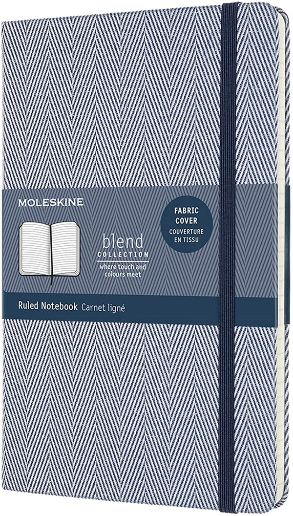 moleskine limited notebook blend 20 large ruled hard#Colour_HERRINGBONE BLUE