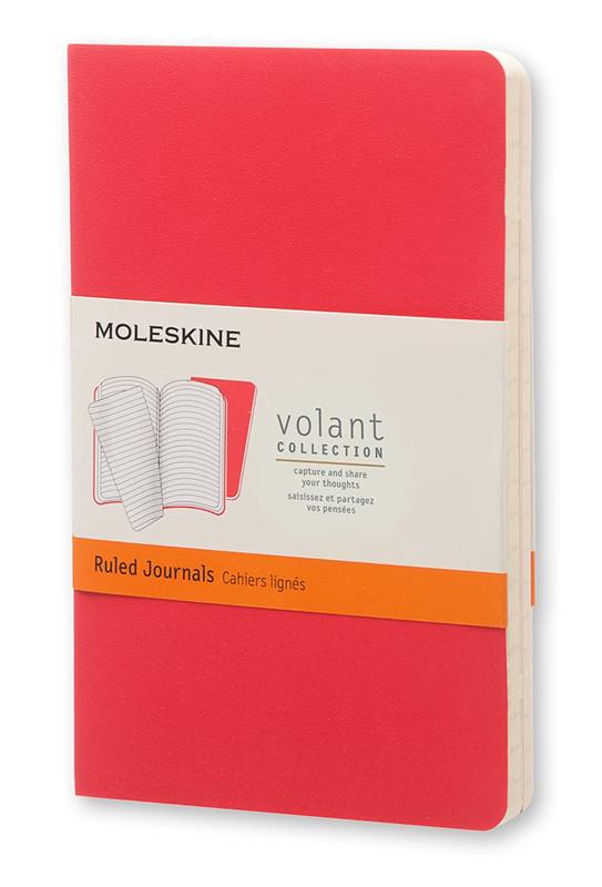 moleskine journal volant pocket ruled ger/red - pack of 2