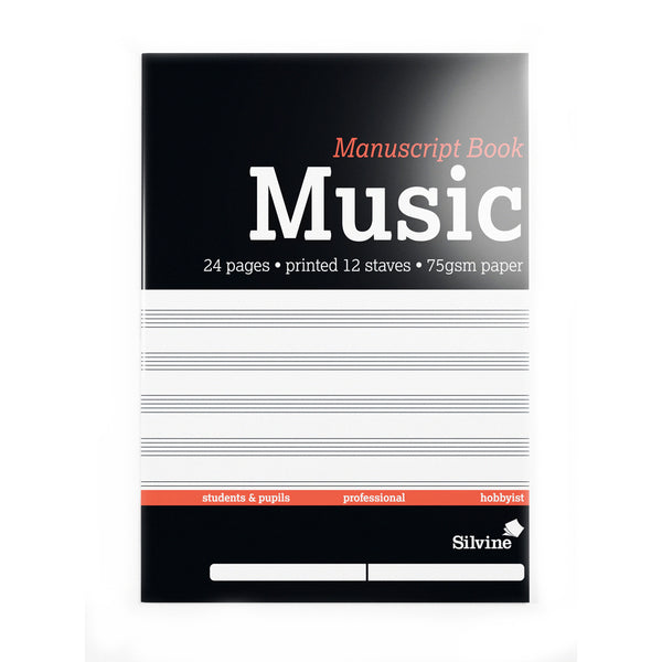 Silvine Music Manuscript Book A4 24 Pages 12 Stave