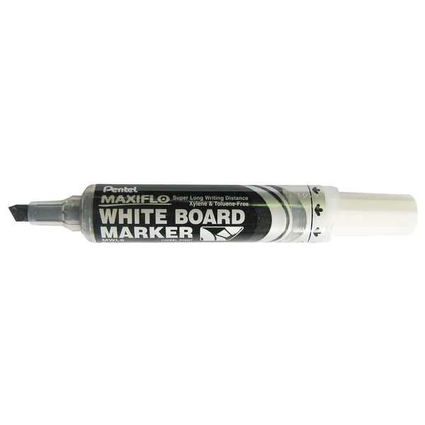 pentel maxiflo whiteboard marker mwl6 chisel 3.0-7.0mm pack of 12#Colour_BLACK
