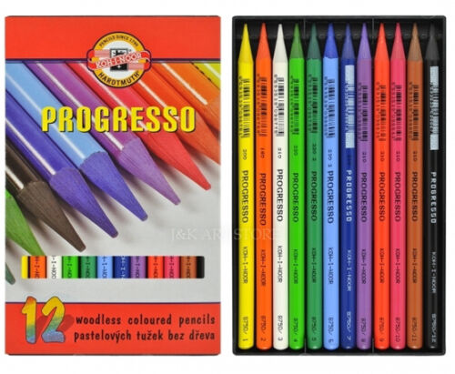 Koh I Noor Hardtmuth Progresso Woodless Coloured Pencils#Pack Size_PACK OF 12