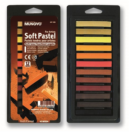 Mungyo Artist Square Earthtone Soft Art Pastels - Blister Set Of 12 Colours