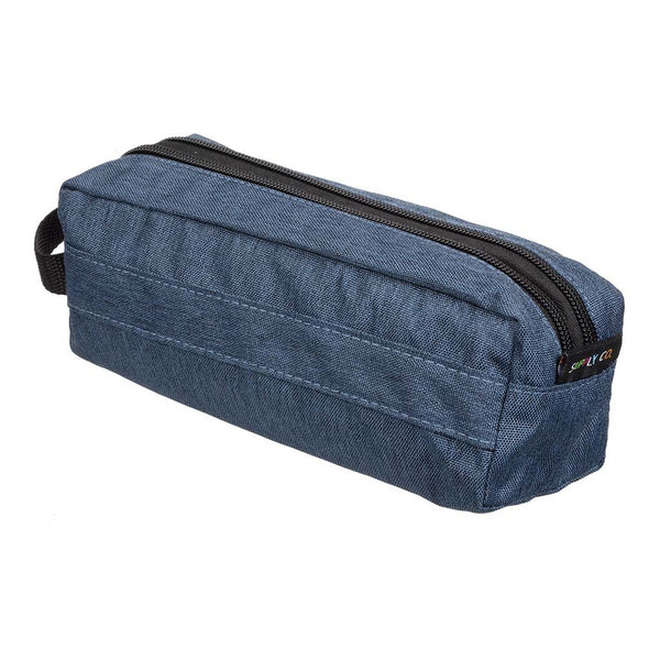 Supply Co Pencil Case Barrel 2 Zip Dark Blue 22x8x8cm