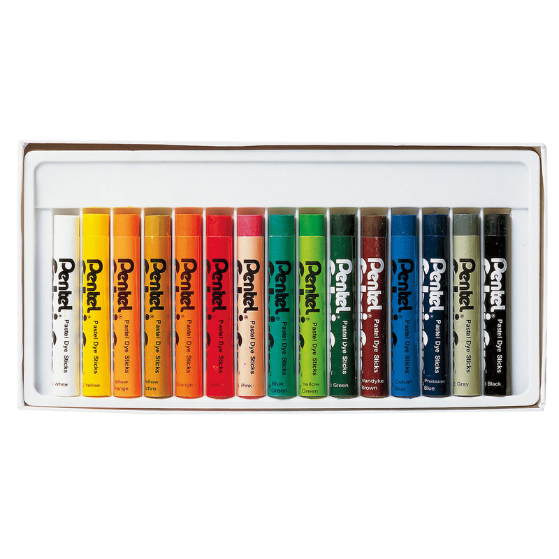Pentel Fabric Fun Pastel Dye Sticks Assorted Set of 15