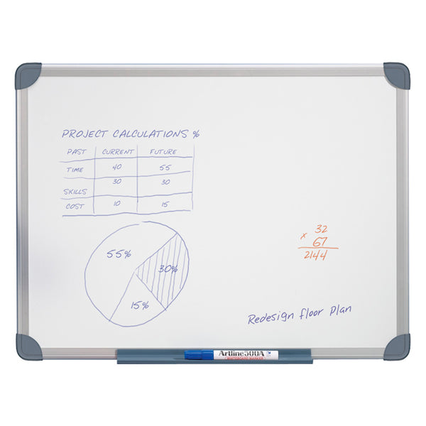 quartet whiteboard slim line melamine#Size_450X600MM