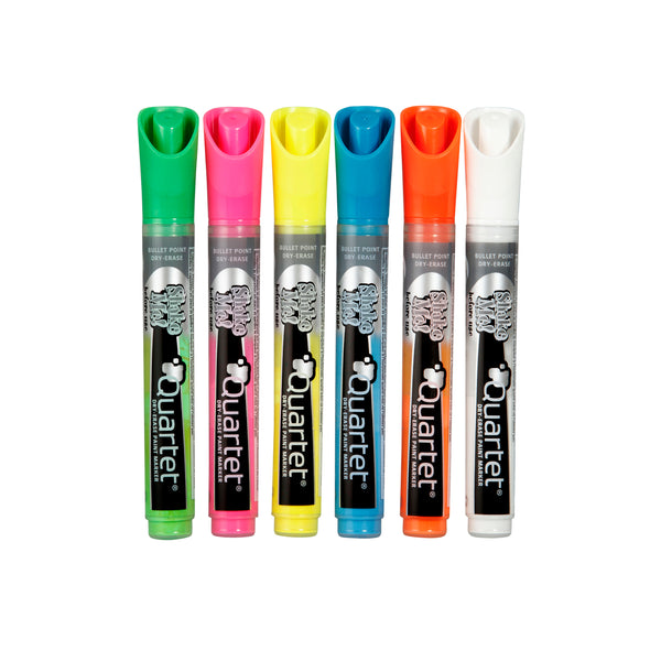 quartet marker led/glass neon assorted pack of 6