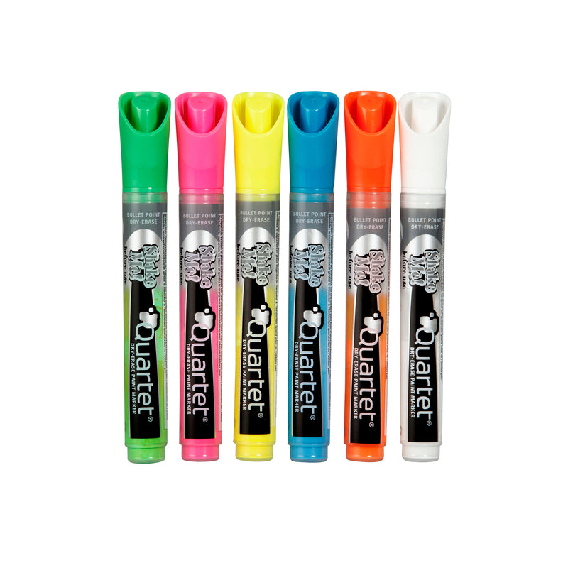 quartet marker led/glass neon assorted pack of 6