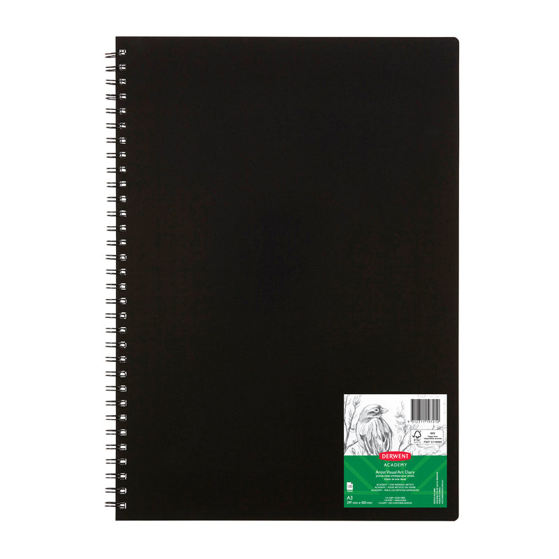 Derwent Academy Visual Art Diary Portrait 120 Pages Black Cover A3