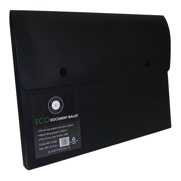 OSC Eco Document Wallet A4 Domed Closure Black