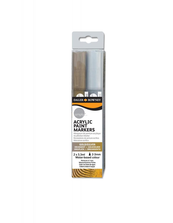 Daler Rowney Simply Acrylic Markers Gold/Silver