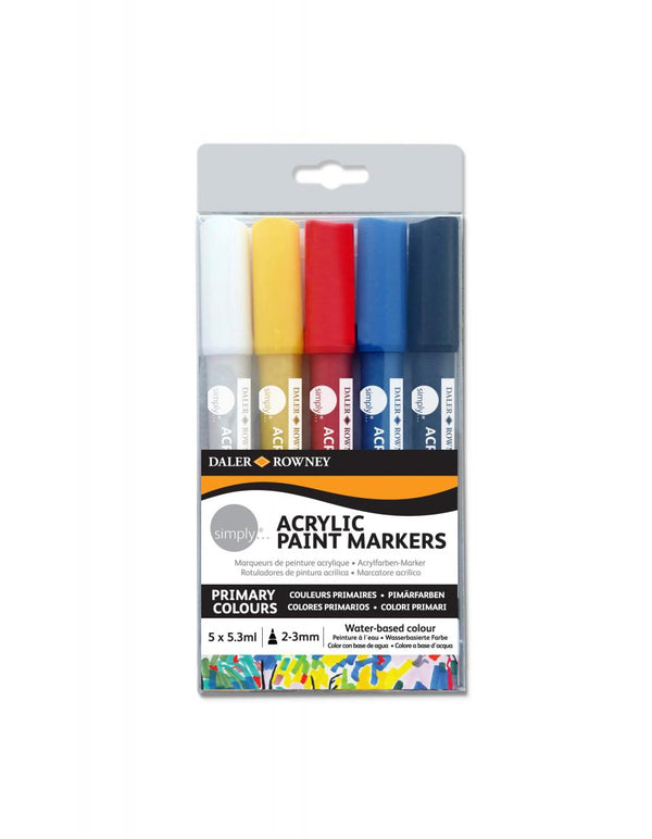 Daler Rowney Simply Acrylic Markers Set Of 5 Primary Colours