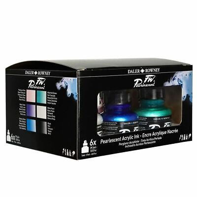 Daler Rowney Fw Artist Acrylic Pearlescent Ink 29.5ml Set Of 6
