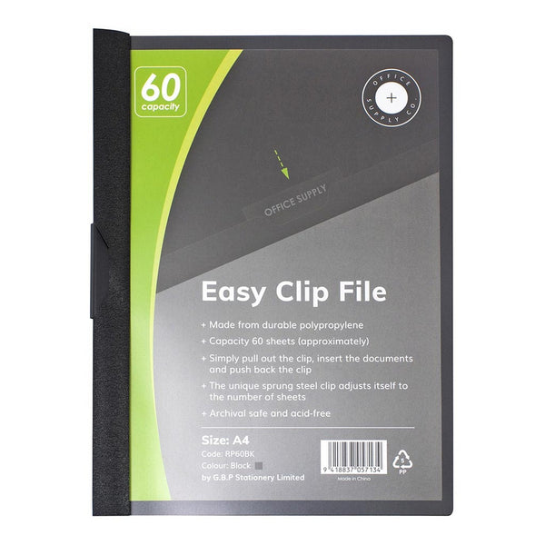 OSC Clip Easy File A4 60 Sheet#Colour_BLACK