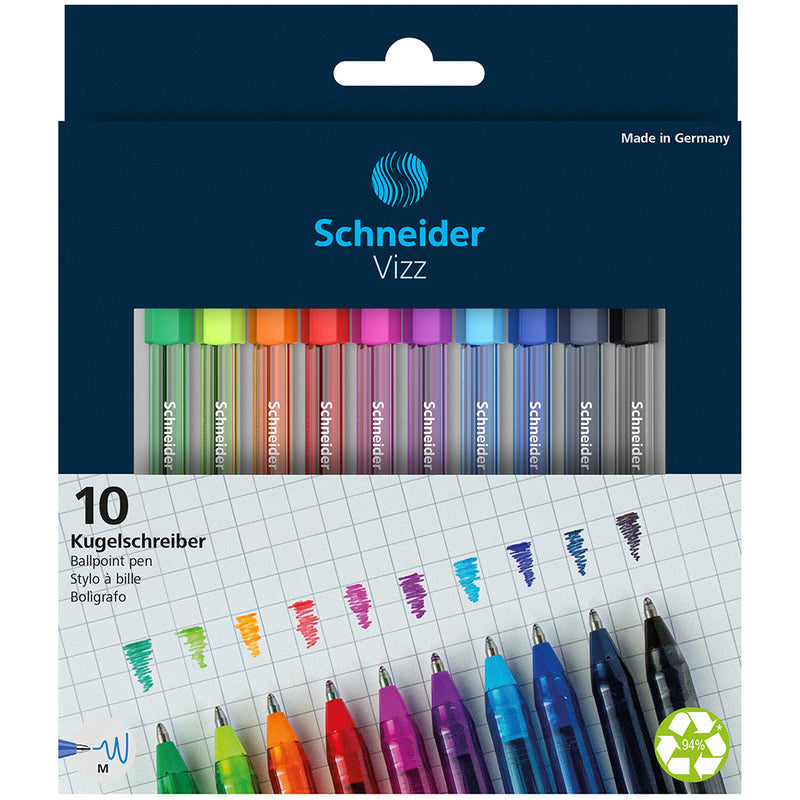 Schneider Ballpoint Pen Vizz Medium Assorted Wallet 10 Pieces 