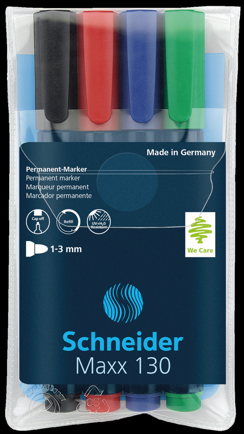 schneider marker maxx 130 permanent - wallet of 4