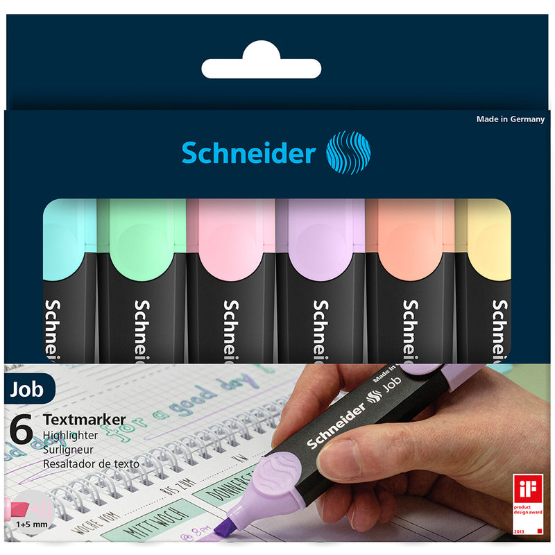 Schneider Highlighter Job Pastel Assorted Wallet 6 Pieces