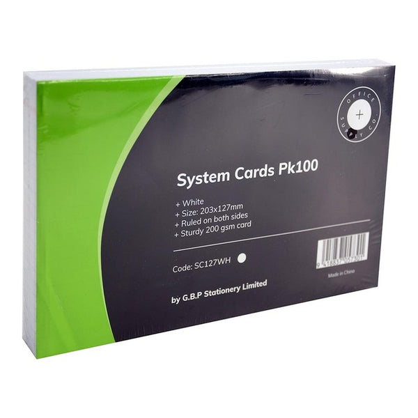 OSC System Cards 203 X 127MM White - Pack of 100