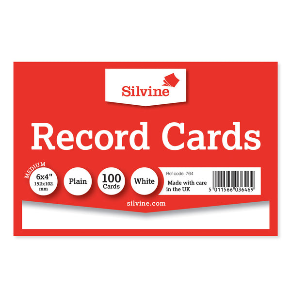 Silvine Record Cards 6x4"#Colour_PLAIN