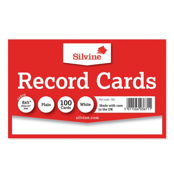 Silvine Record Cards 8x5"#Colour_PLAIN