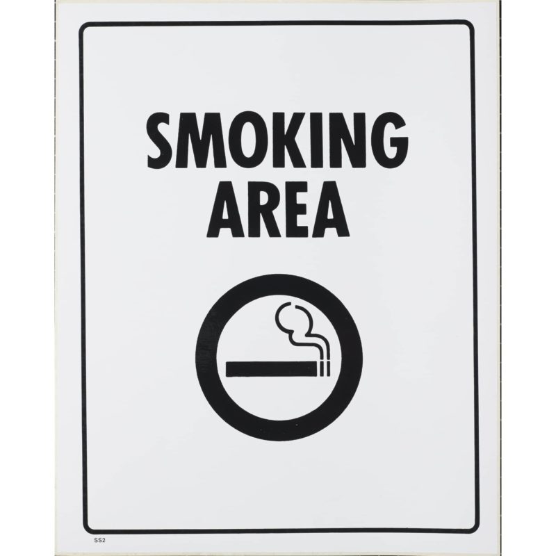 self adhesive sign smoking area 290x230mm