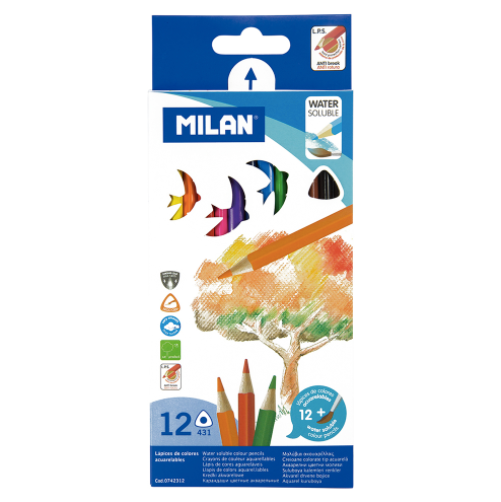 milan water soluble colour pencils set of 12