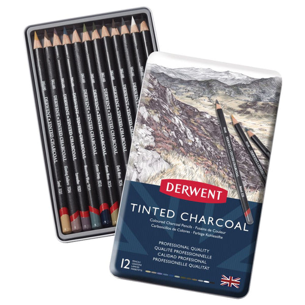Derwent Tinted Charcoal - Tin#Pack Size_PACK OF 12