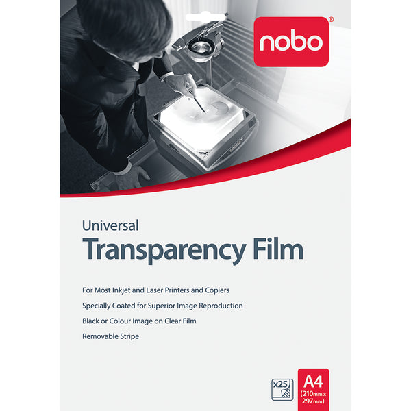 nobo ohp film universal inkjet/laser pack of 25