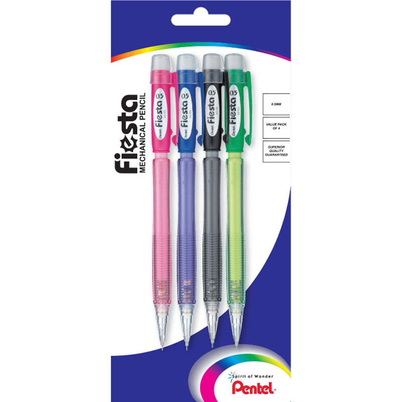 pentel fiesta mechanical pencil xa155t 0.5mm pack of 4