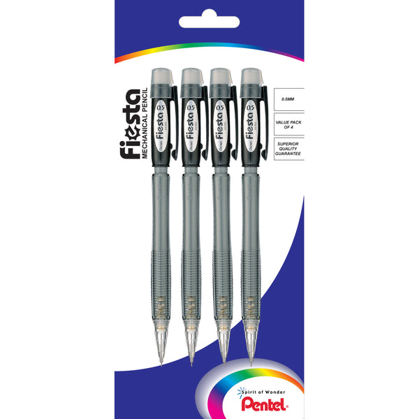 pentel fiesta mechanical pencil xa155t 0.5mm pack of 4#Colour_BLACK