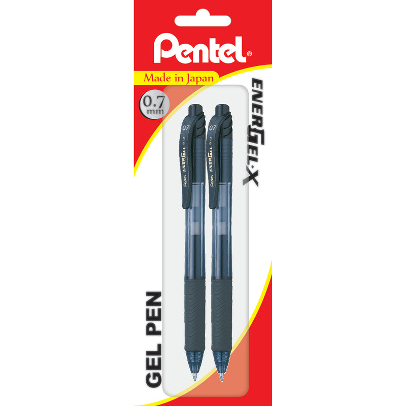 pentel energel-x ballpoint pen retractable 0.7mm pack of 2