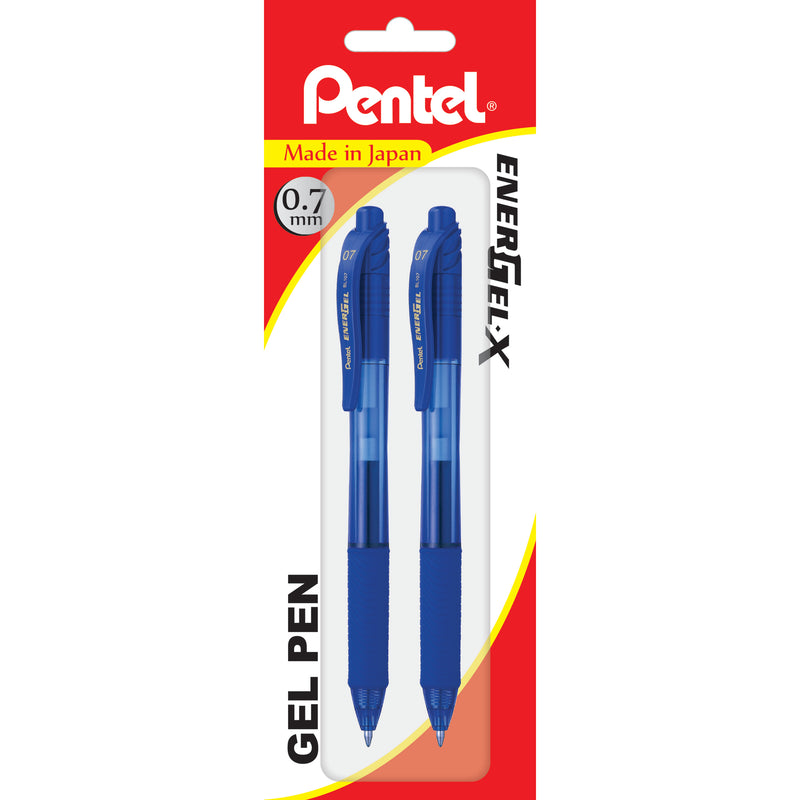 pentel energel-x ballpoint pen retractable 0.7mm pack of 2