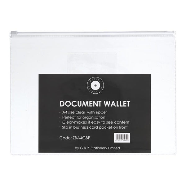 OSC Document Wallet A4 Zip Closure - Pack of 5